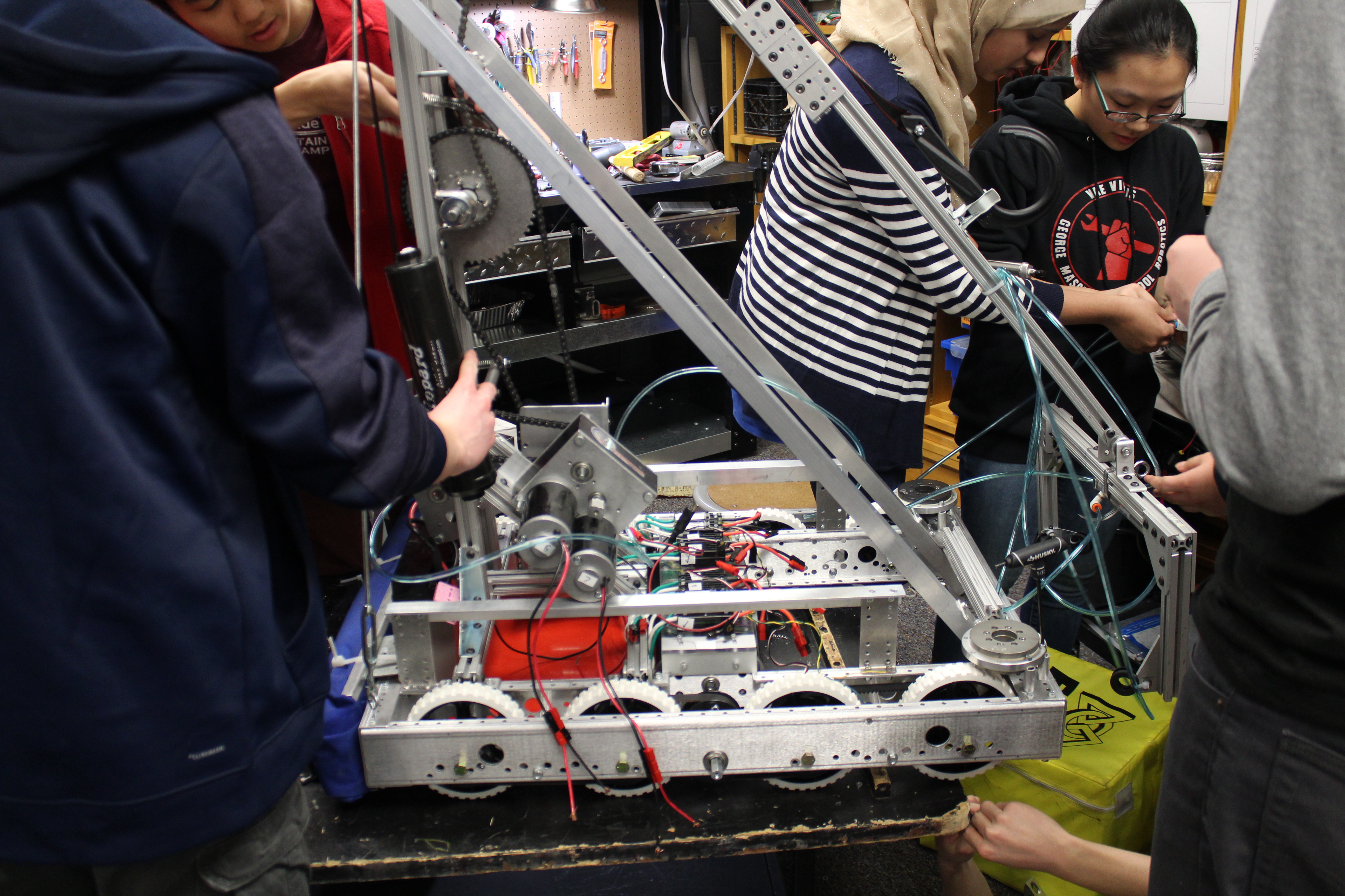 This shows us working on an earlier version of our robot.