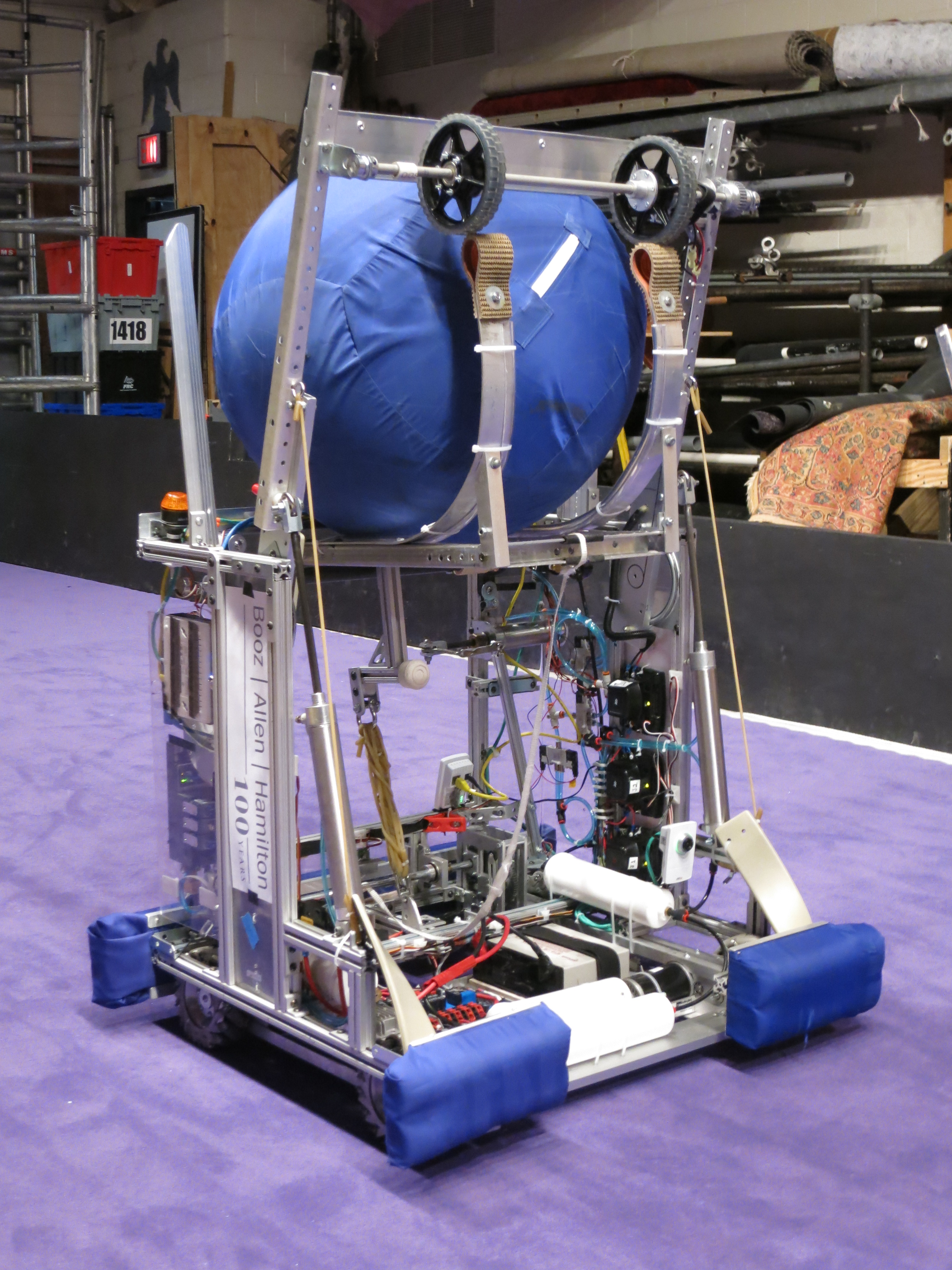 The 2014 robot with a catapult.