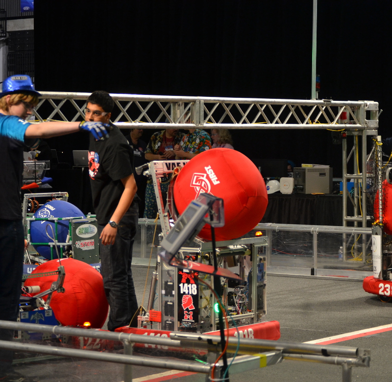 The 2014 robot competing against other robots.