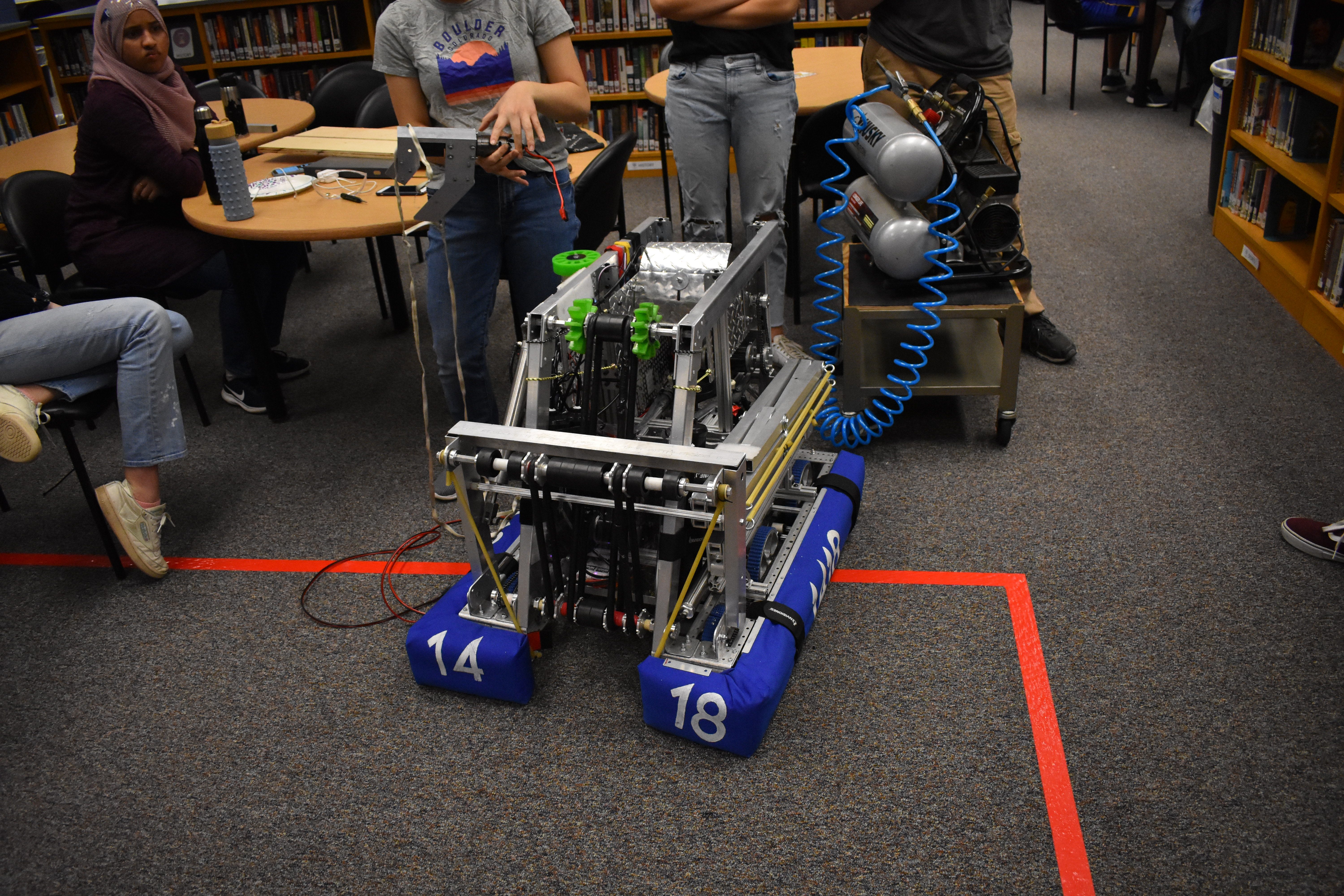 This shows us testing the robot ball(power cell) shooter.